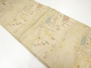 アンティーク　時代人物模様織出し袋帯（材料）